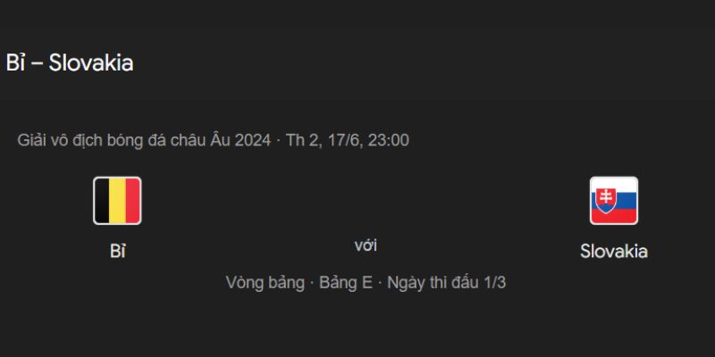 Giới thiệu hai đội trong trận đấu Bỉ và Slovakia